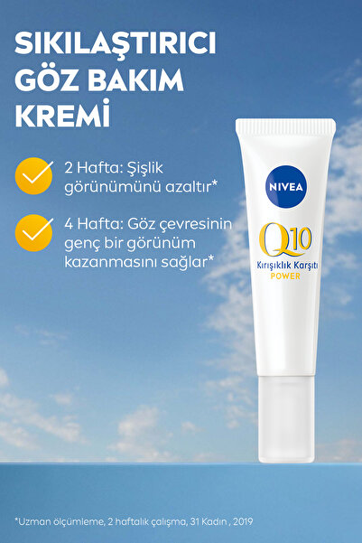 NIVEA Q10 Kırışıklık Karşıtı Göz Bakım Kremi 15ml, Şişkinlik,Koyu Halka Görünümü,Hyaluronik Asit,Kreatin