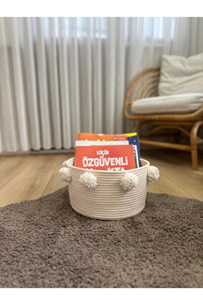 Home Çocuk Bebek Odası Hasır Ponponlu Oyuncak Sepeti, Düzenleyici, Hediyelik ...