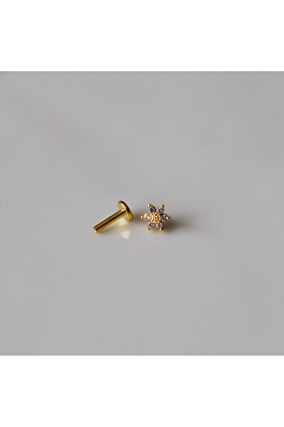 Heppii Cerrahi Çelik Arkası Düz Çiçek Tragus Piercing Helix Conch Daith