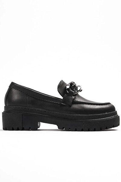 Preshley Жіночі чорні лофери з товстою підошвою та пряжкою Leo