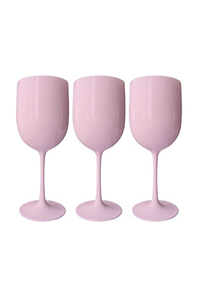 OEM Set of 3 Tritan Wine Glasses, 470 cc, Pale Pink, Polycarbonate, Reusable