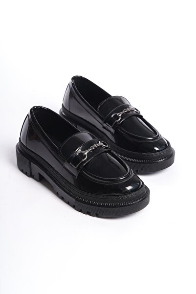 Preshley Жіночі чорні лофери з товстою підошвою та пряжкою від Leo