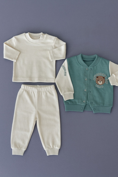 eradkids Organic Men's College Cardigan 3-Piece Set / Baby Boy 3-Piece Set / Boy's Gift