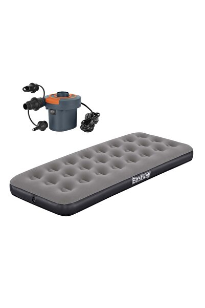 BESTWAY Single Tek Kişilik Şişme Yatak + Elektrikli Pompa 185x76x22cm 671GY B...