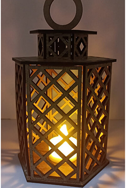 GÜL MZC Ahşap Dekoratif Fenerlik, Mumluk, Tealight (11cm X 19cm)