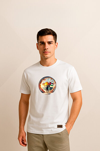 HUBERYWEAR تي شيرت رجالي مطبوع عليه المسجد الأقصى من غزة 100% قطن – HUBERY