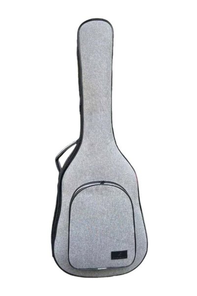 Erga Müzik Classical Guitar Bag-Case-Thick-Gigbag-Grey-Blackflannel-Linen-Waterproof-Gtrgriblack001