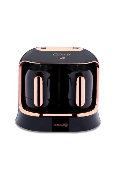 KORKMAZ Kahvekolik Deluxe Twin Kahve Makinesi Siyah/Rosegold A861-04