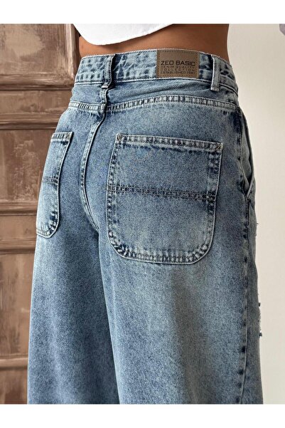 XBELLA DENİM Дамски дънки с висока талия и разкъсани детайли