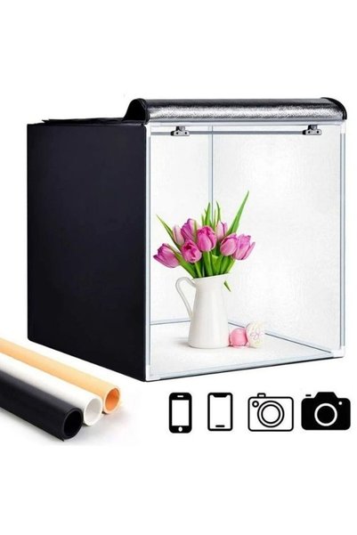 Genel Markalar 60x60x60 Ürün Fotoğraf Çekim Kabini Seti - LED Işıklı, Fonlu, ...