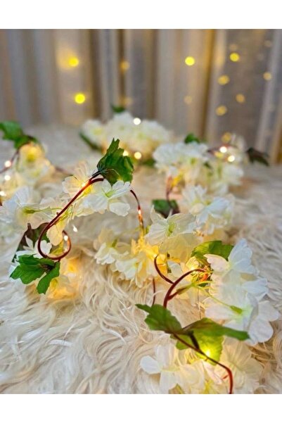 Happyland Yapay Çiçek Akasya Sarkıt Beyaz Renk 3m Günışığı Ledli IşıklıAkasya...