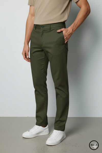 Cuqq Denim Ανδρικό παντελόνι Χακί - Ιταλική κοπή, Flexible Lycra