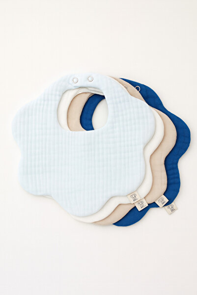 Boho Piccolo مجموعة من 4 مرايل/مريلة/طوق للأطفال مصنوعة من قطن الموسلين العضوي بنسبة 100%