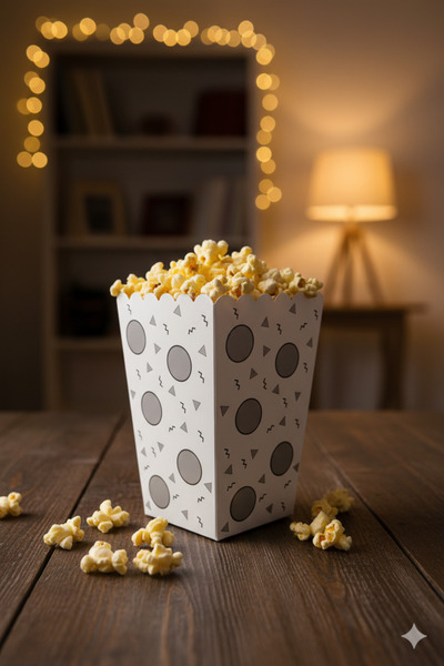 Deniz Party Store Mat Gümüş  BÜYÜK PUANLI  Karton Popcorn Mısır Cips Kutusu 8...