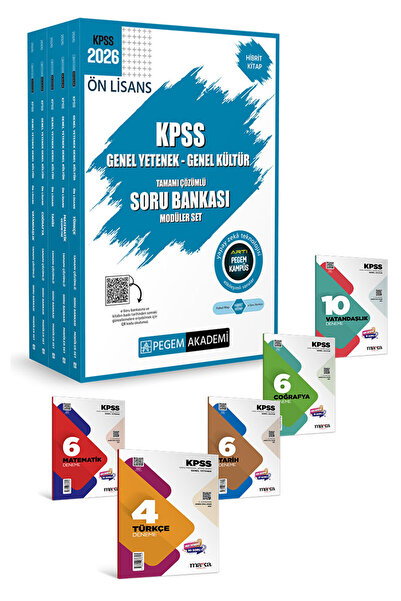 Pegem Akademi Yayıncılık 2026 KPSS Ortaöğretim Ön Lisans Genel Yetenek Kültür Çözümlü Modüler Soru Bankası Seti 10 Ürün PEGEM