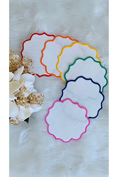 Mora Tekstil Sunum Peçetesi, Kokteyl Peçetesi, Kahve Yanı Sunumluk, Nakışlı Sunum Peçetesi 6’lı