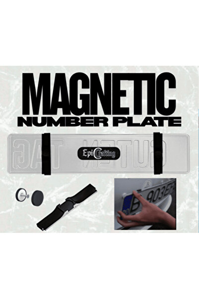Epic Crafting Suport numar înmatriculare auto magnetic , ultra slim, magneți din neodim N52, negru