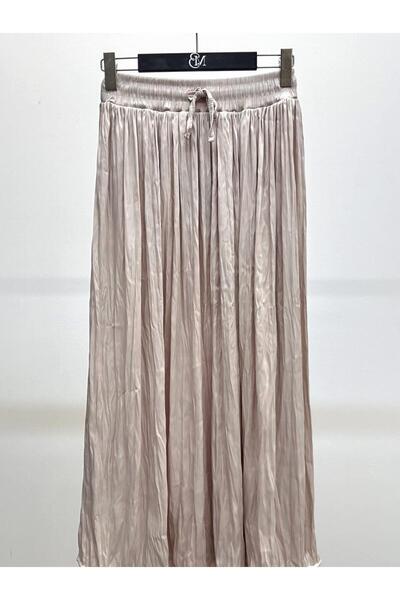 Maldia Shop Women's Crushed Lace Midi Cream Skirt