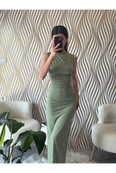 Mon Astre Zero Sleeve Draped Dress