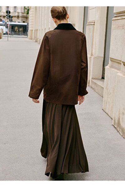MANGO Woman Mum görünümlü kadife yaka parka
