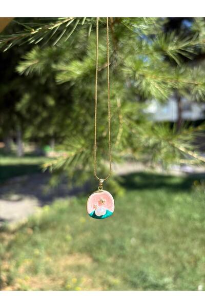 Çelik Zarif Pembe İnci Kolye