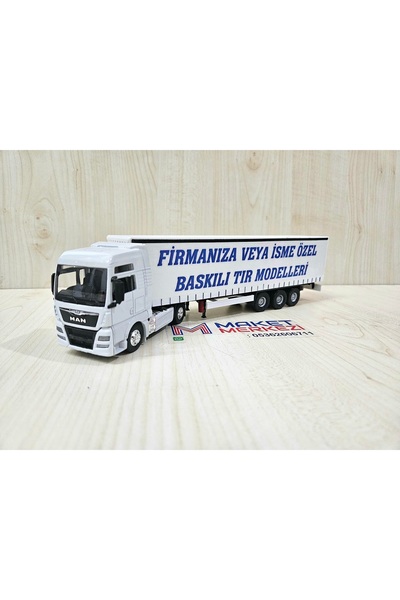 WELLY 25 cm uzunlukta 1/64 ölçek beyaz MAN TGX TIR MAKETİ (firma ismi yazılab...