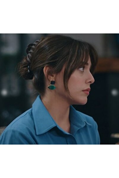 mos&more Kızılcık Şerbeti Mavi Yeşil İncili Şık Kadın Küpe