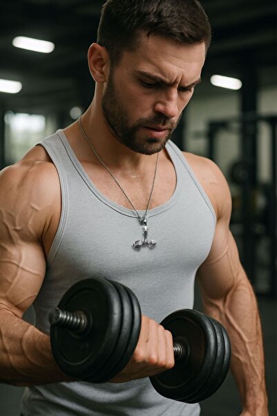 vogutima Dambell Halter Sporcu Fitness Çelik Kolye - Erkek Çelik Kolye 316 L ...