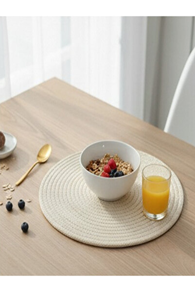 FİNGEV 32cm Round Wicker Jute Braid Supla Presentation Set - 2 Pieces Fing3002