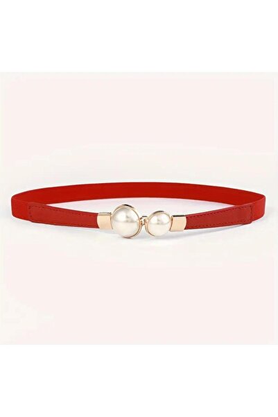 Desre Moda Pearl Detailed Thin Belt with Elastic Back Dress Belt Shirt Belt Coat Belt