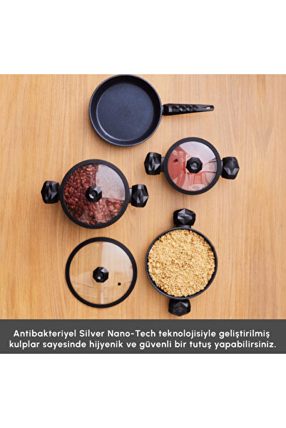 Karaca Maximum Fireproof, Non-Stick and Extra Durable Against Drawings 7 Pieces - Diamond Crystal