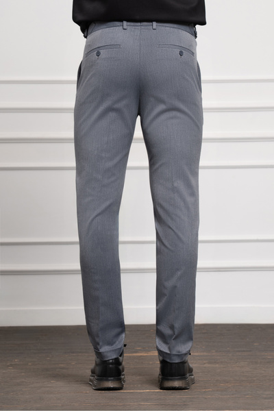 Morven Erkek Lacivert Trend Slim Fit Dar Kesim Pileli Pantolon