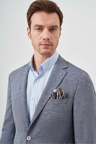 Morven Men's Navy Blue Woven Slim Fit Bag Pocket Mono Collar Sports Jacket