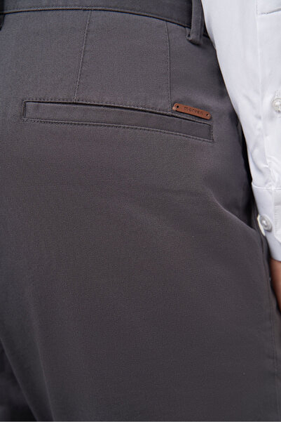 Morven Erkek Antrasit Pamuk Yan Cep Slim Fit Chino Pantolon