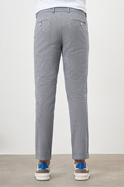 Morven Men's Navy Blue Cotton Linen Trend Drawstring Jogger Slim Fit Sports Pants