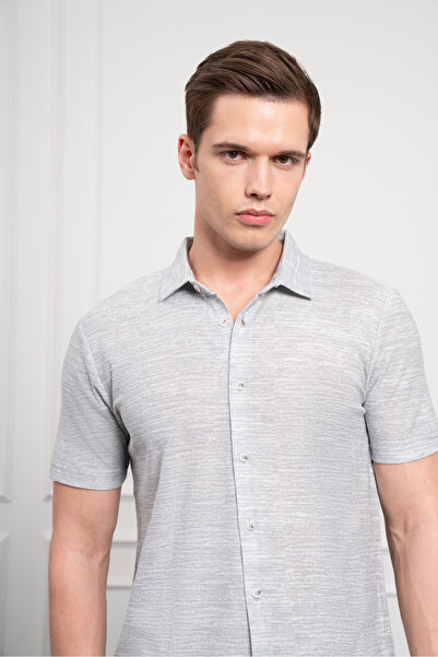 Morven Ανδρικό πουκάμισο με κοντό μανίκι με πράσινο γιακά Apaçi Dynamic Fit