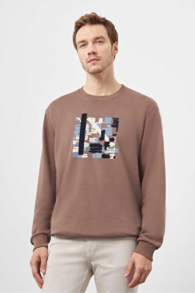 Morven Ανδρικό φούτερ με λαιμόκοψη COFFEE Trend