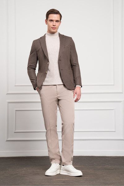 Morven Men's Brown Woven Slim Fit Slim Fit Mono Collar Jacket