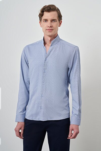 Morven Ανδρικό πουκάμισο με γιακά μπλε Slim Fit