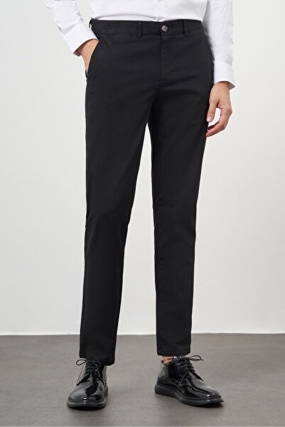 Morven Erkek Siyah Chino Dynamik Fit Pantolon