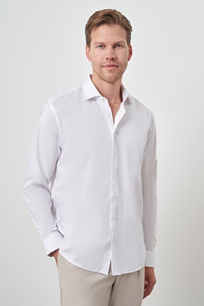 Morven Men's White Cotton Trend Slim Fit Slim Fit Non Iron Shirt