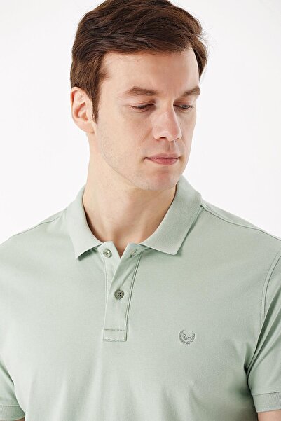 Morven Ανδρικό Aqua Green Basic απλό 100% βαμβακερό μπλουζάκι με κοντό μανίκι πόλο με λεπτή εφαρμογή