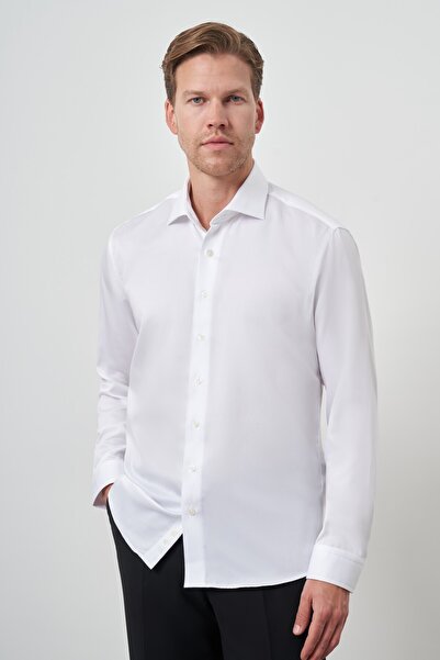 Morven Men's White Cotton Trend Slim Fit Slim Fit Non Iron Shirt
