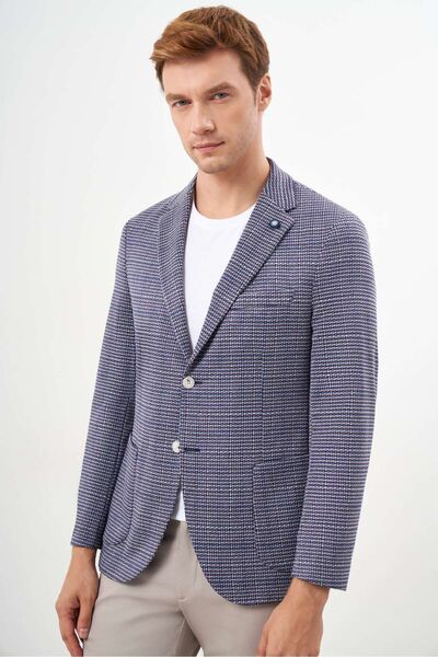 Morven Men's Burgundy Knitted Slim Fit Bag Pocket Mono Collar Sports Jacket