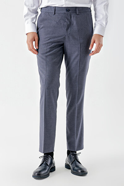 Morven Erkek Lacivert Poliviskon Trend Desenli Dynamic Fit Classic Pantolon