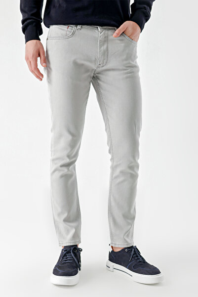 Morven Ανδρικό γκρι εποχιακό βαμβακερό τζιν παντελόνι με 5 τσέπες