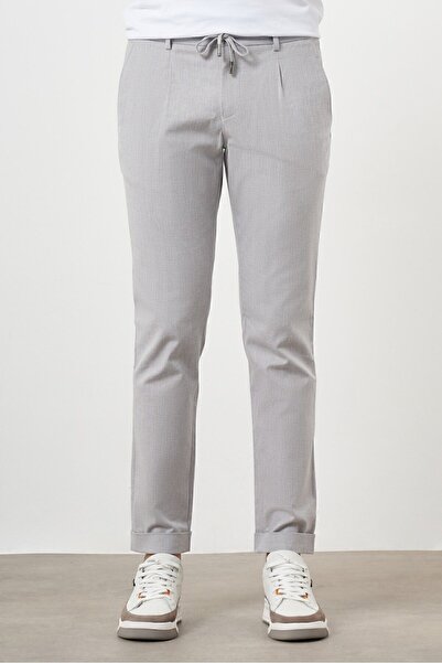 Morven Ανδρικό γκρι βαμβακερό λινό Trend Αθλητικό παντελόνι Jogger Slim Fit