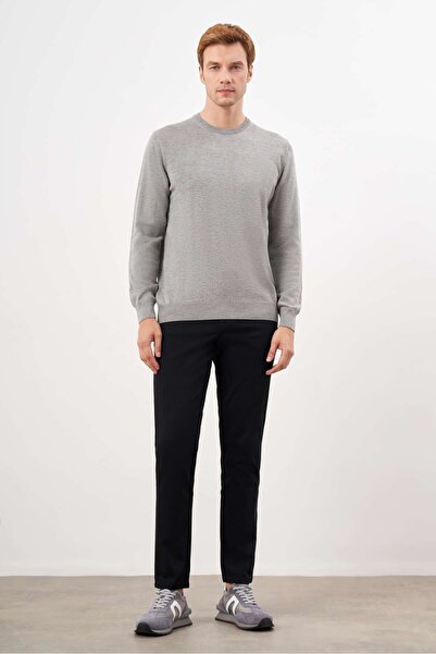 Morven Ανδρικό γκρι Basic Crew Neck Dynamic Fit Άνετο πλεκτό