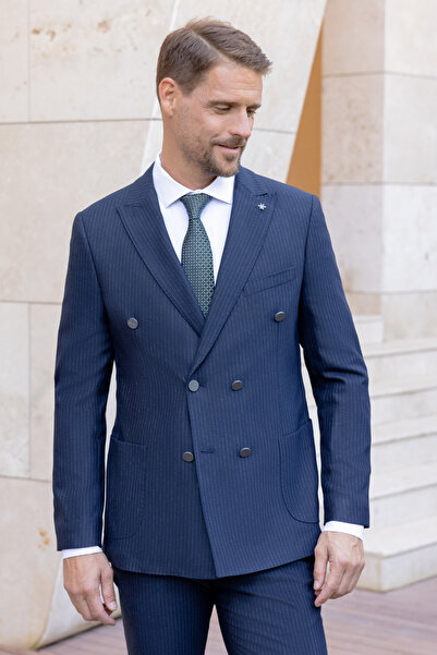 Morven Men's Navy Blue Double Breasted Suit