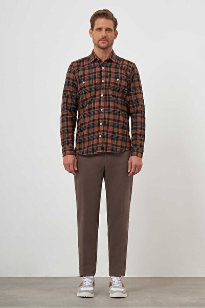 Morven Ανδρικό ΚΑΦΕ Trend καρό πουκάμισο Ξυλοκόπο με κανονική εφαρμογή με γιακά
